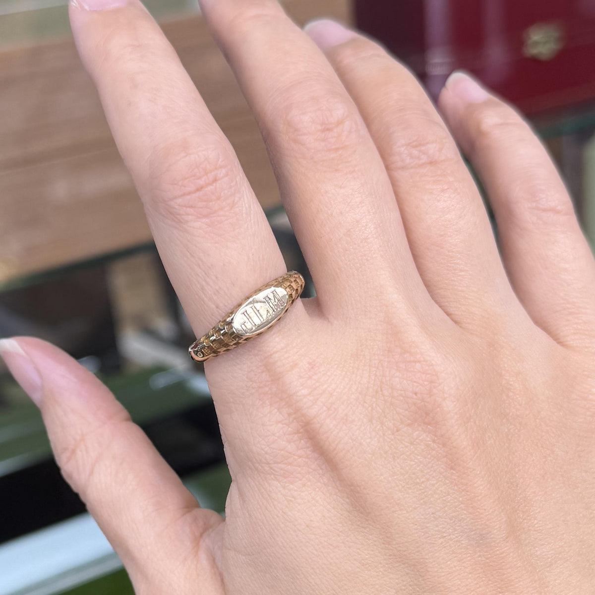 Vintage 1940's Engraved Signet Ring "JLM" 10k Yellow Gold