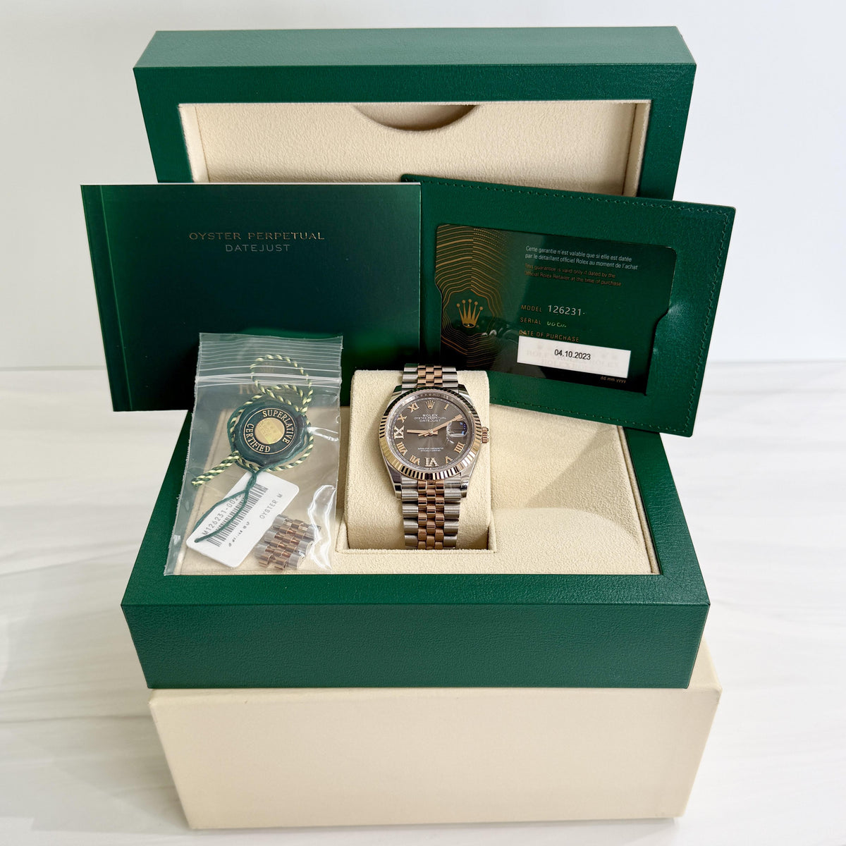 Rolex Datejust 36mm Ref 126231-0023 Everose Gold Oystersteel Complete