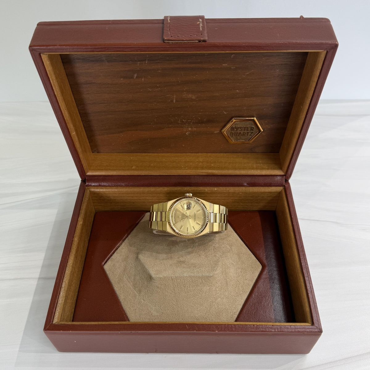 Rolex President Oysterquartz Day-Date 18k Mens 36mm 19018 1980