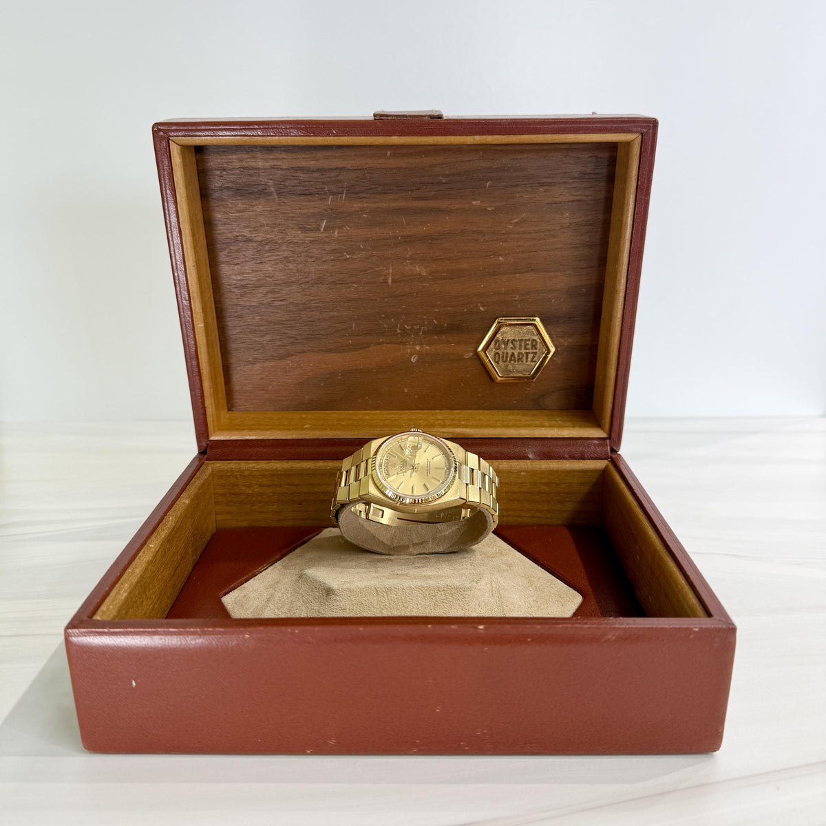 Rolex President Oysterquartz Day-Date 18k Mens 36mm 19018 1980