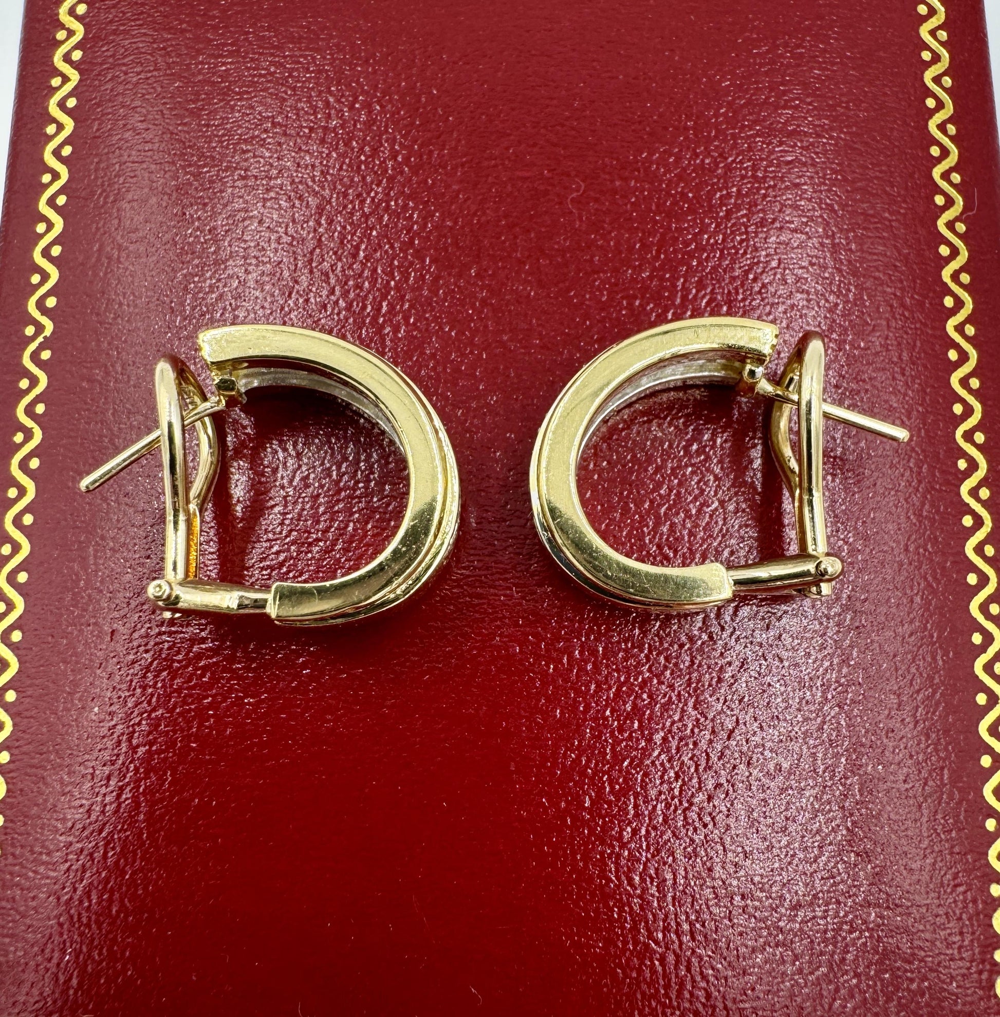 Vintage 18k Gold Diamond Huggie Earrings Omega Back