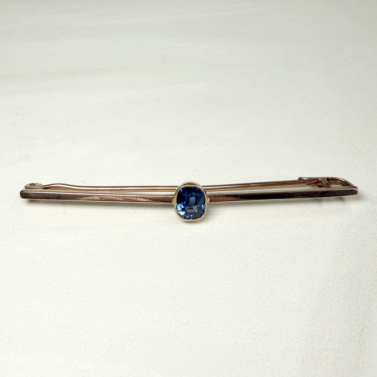 Victorian Old Cut No Heat Sapphire Bar Brooch 9ct Gold