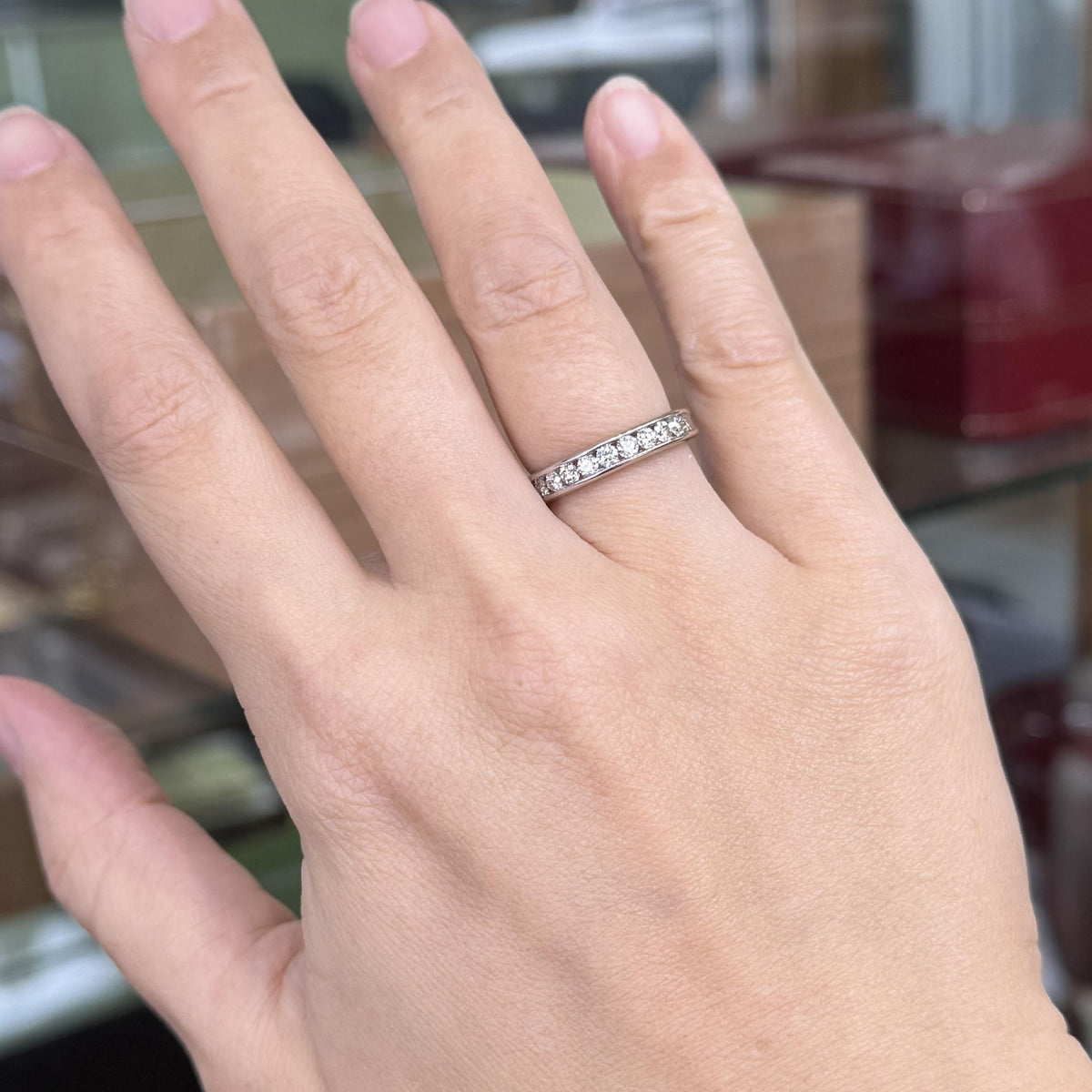 Channel Set Diamond Band Ring 14k White Gold