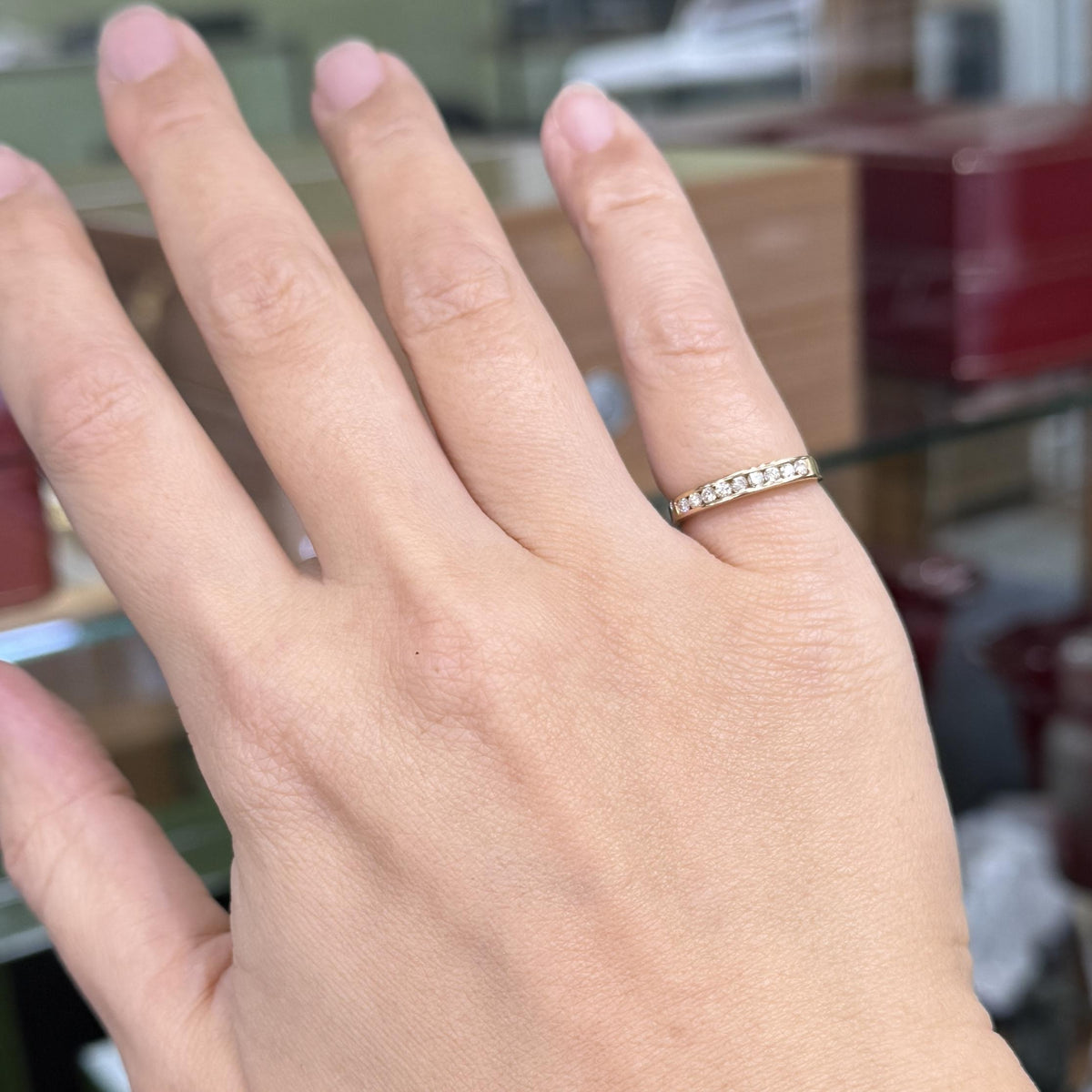 Channel Set Diamond Band Ring 14k Yellow Gold