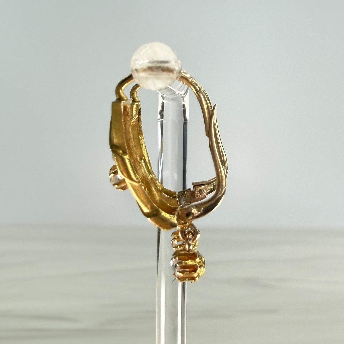 Antique 1900 Rose cut Diamond Earrings 18k Yellow Gold