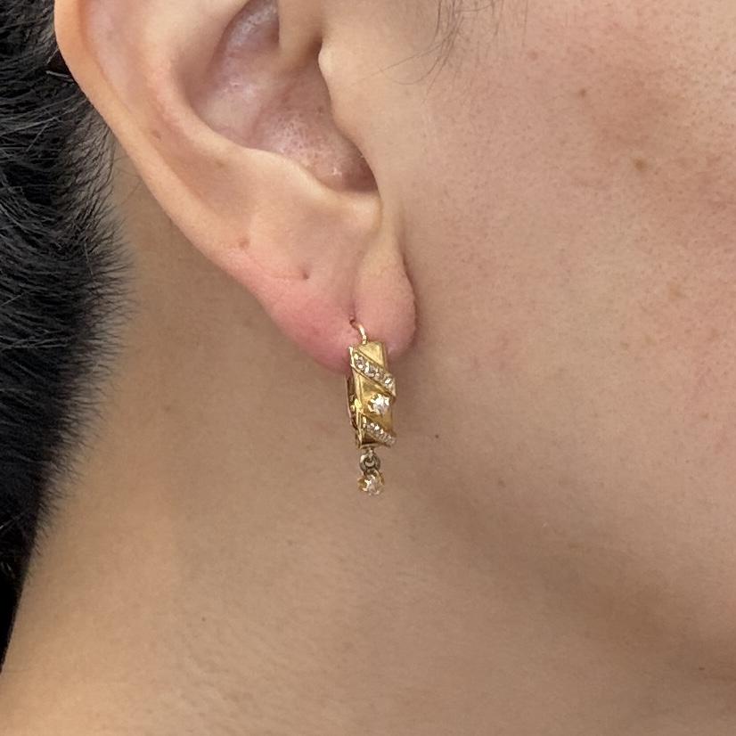 Antique 1900 Rose cut Diamond Earrings 18k Yellow Gold