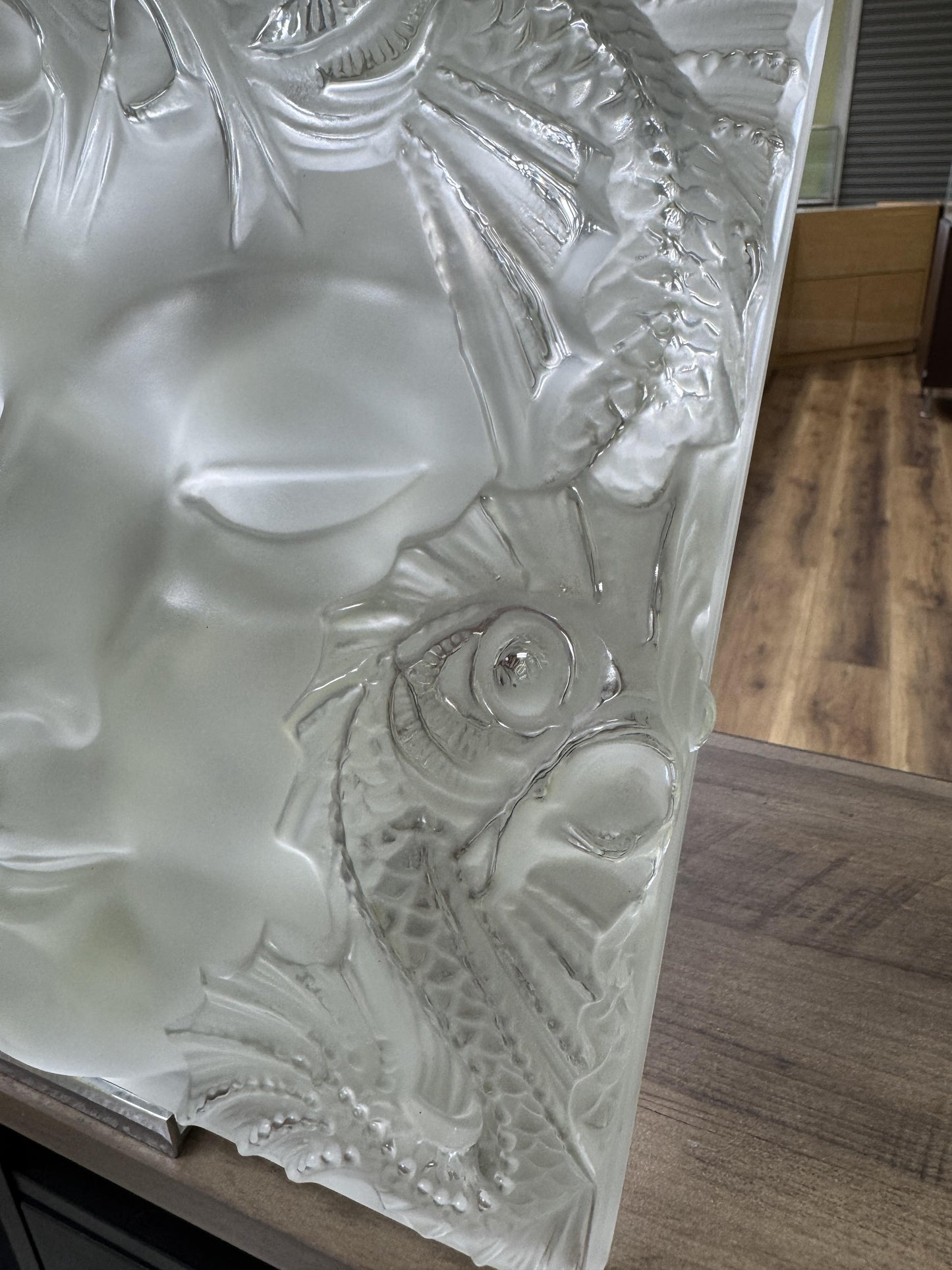 Rene Lalique Masque de femme Plaque with Stand 24”