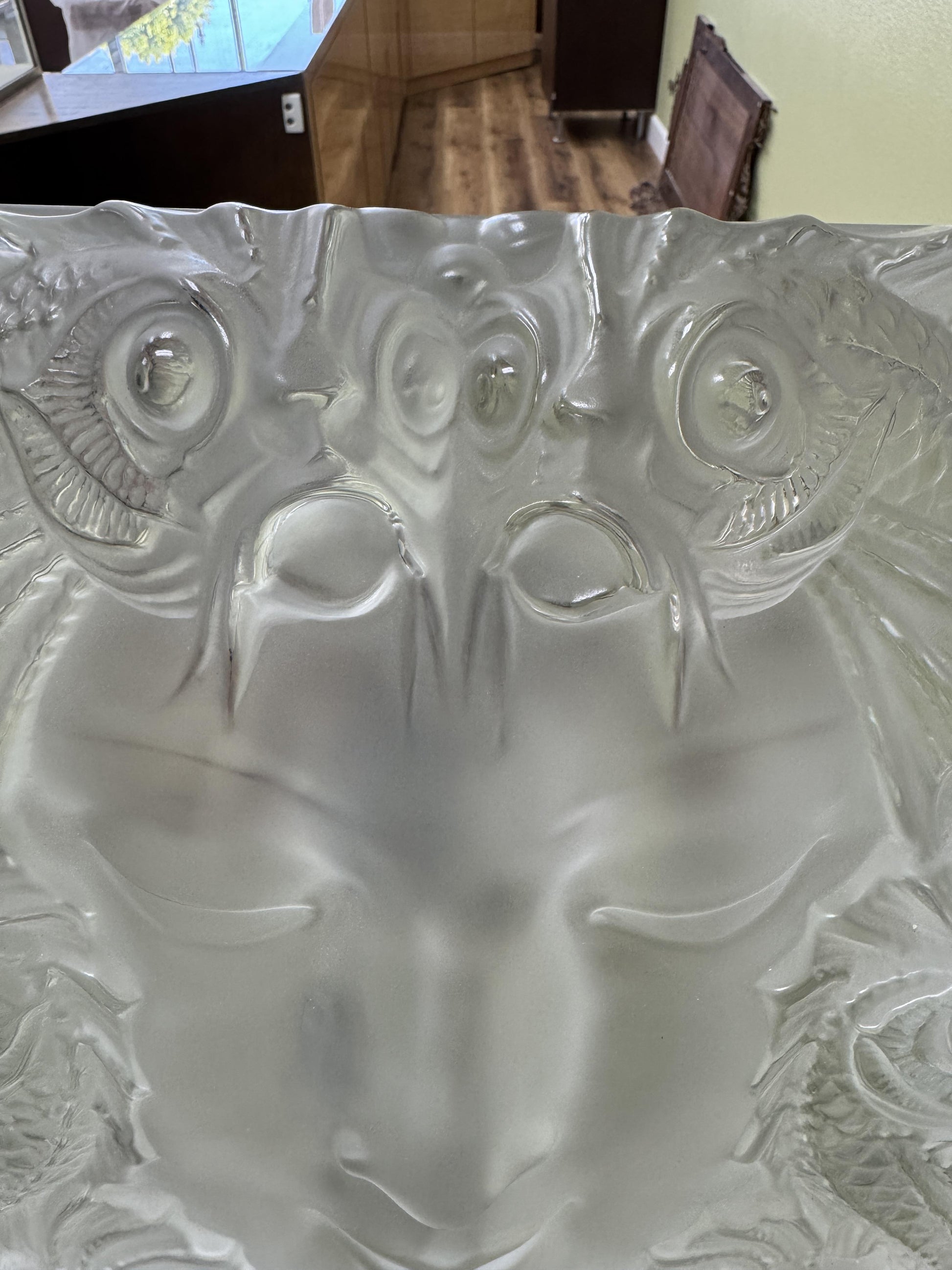 Rene Lalique Masque de femme Plaque with Stand 24”