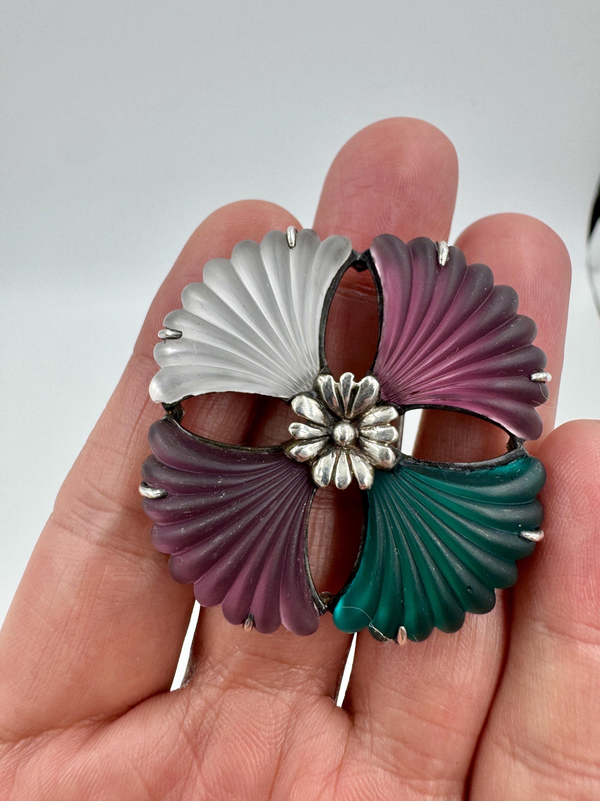 Rare Kenneth Cole Sterling Silver Flower Brooch pin