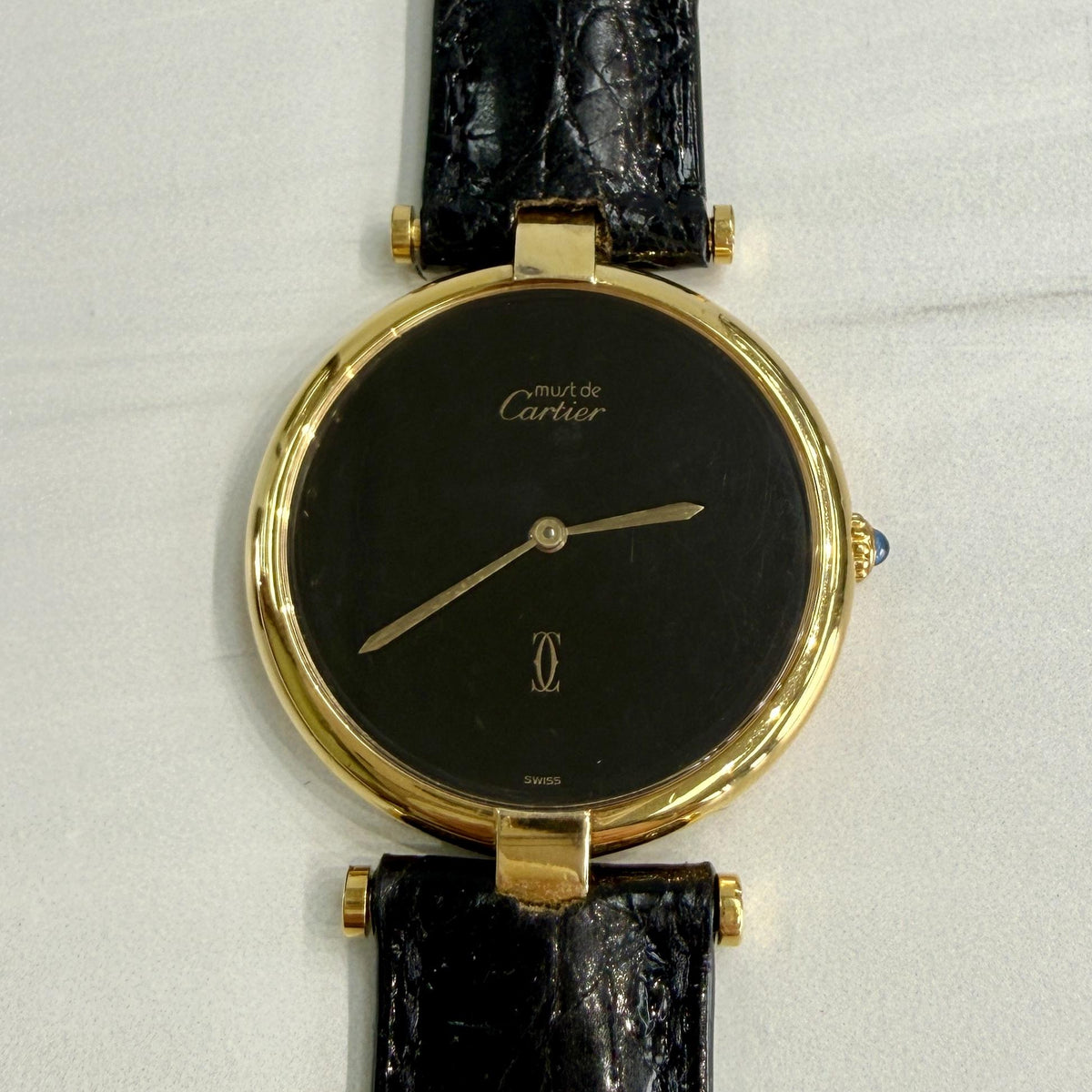 Vintage Cartier Vendome Vermeil 925 case quartz Large size Men's