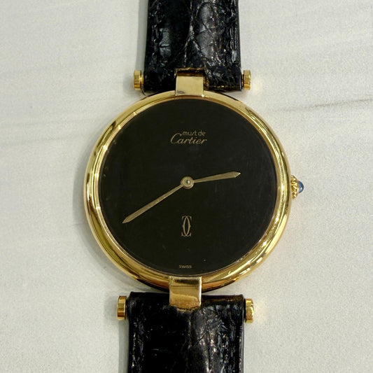 Vintage Cartier Vendome Vermeil 925 case quartz Large size Men's