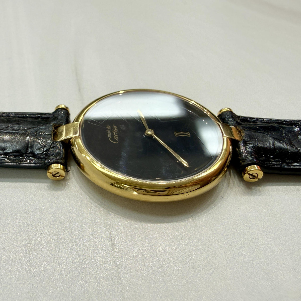 Vintage Cartier Vendome Vermeil 925 case quartz Large size Men's