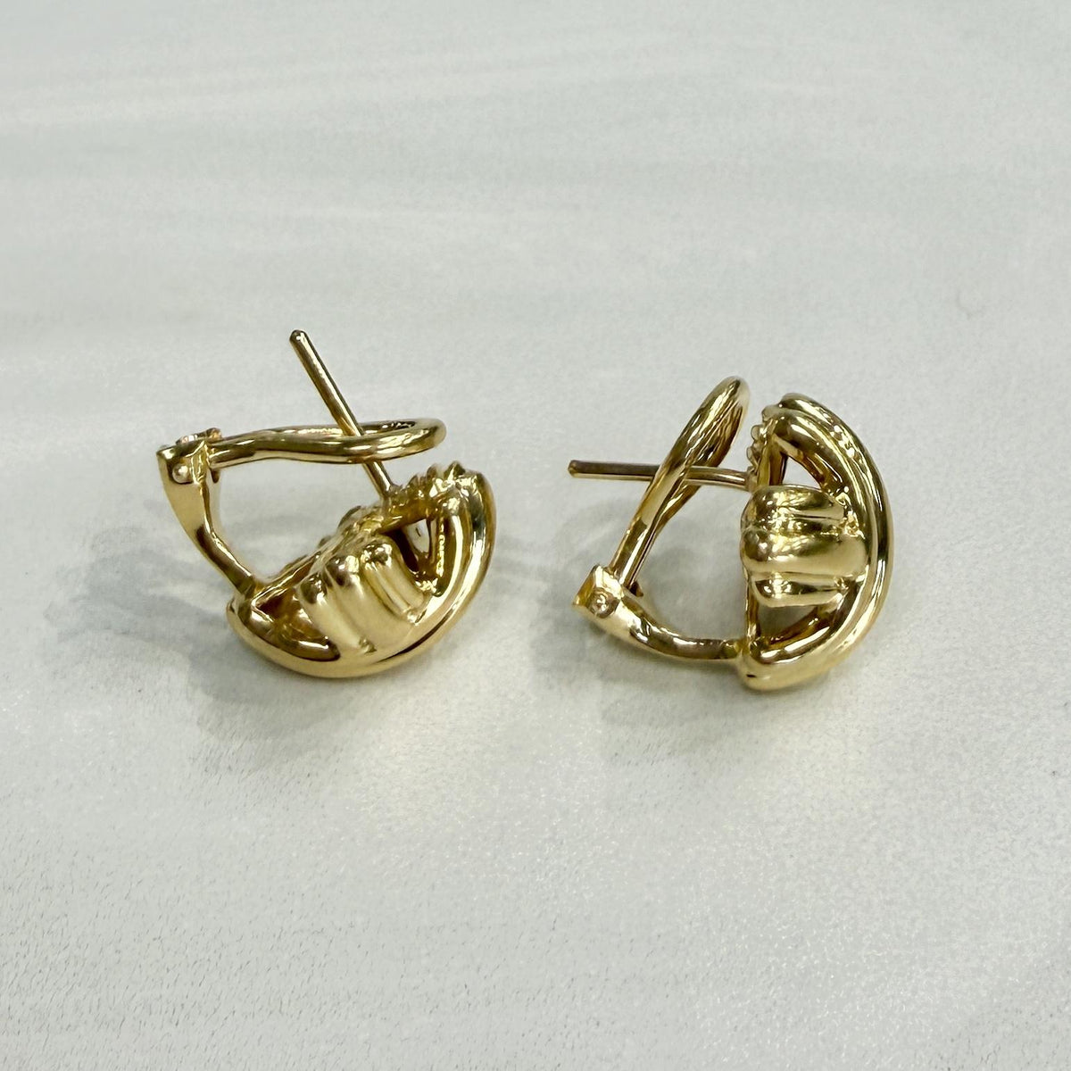 Circa 1990's Tiffany & Co. Signature Small "X" Earrings 18k Yellow Gold