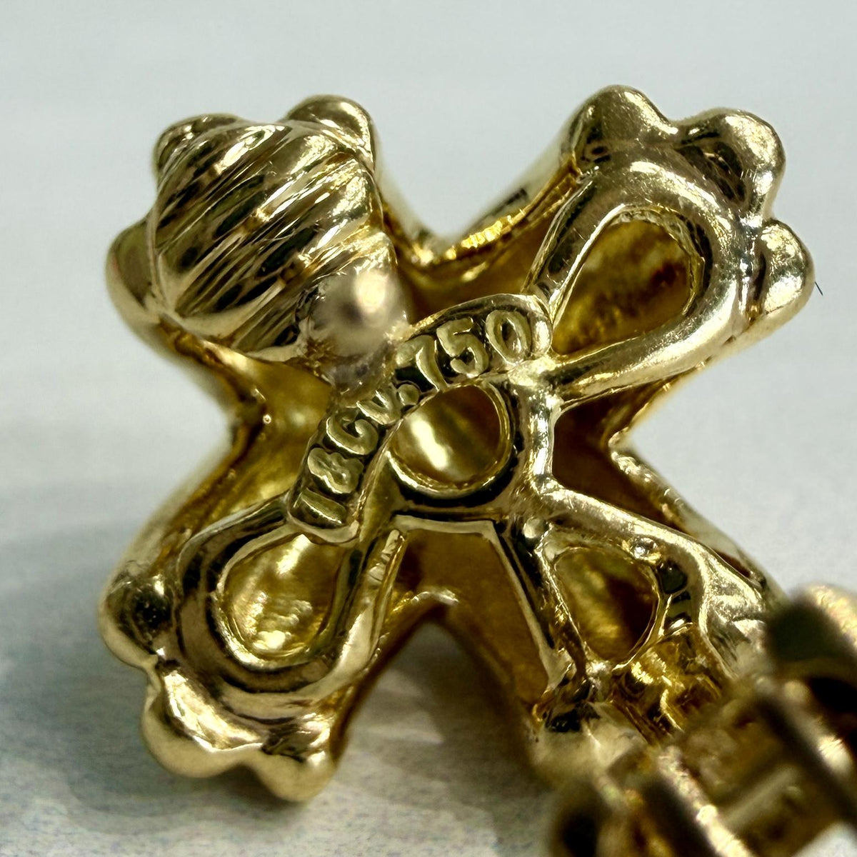 Circa 1990's Tiffany & Co. Signature Small "X" Earrings 18k Yellow Gold