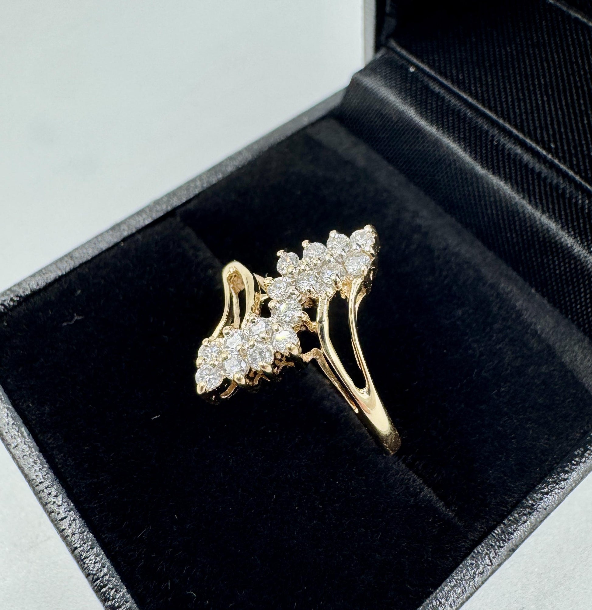Vintage 14k Yellow Gold Diamond Cluster Ring
