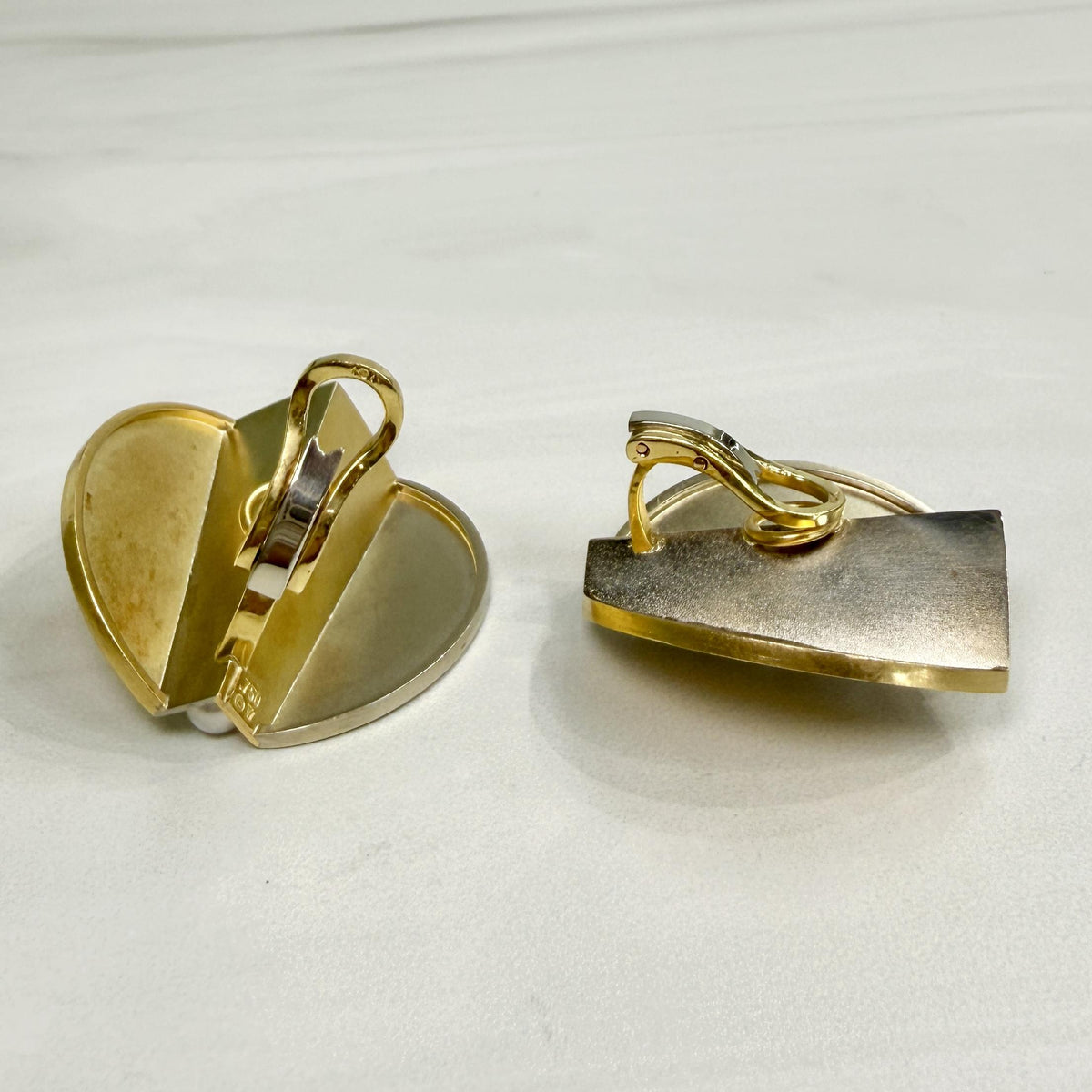 Vintage Designer Pearl Two Tone Statement Clip On Earrings 18k