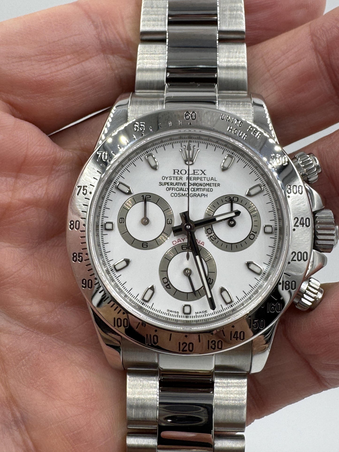 Rolex Daytona Cosmograph White Stainless Steel 40mm REHAUT Watch 116520