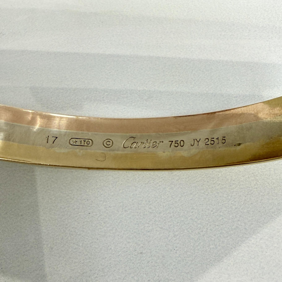 Cartier Double Diamond C Tri-Color Gold Cuff Bracelet 18k Gold