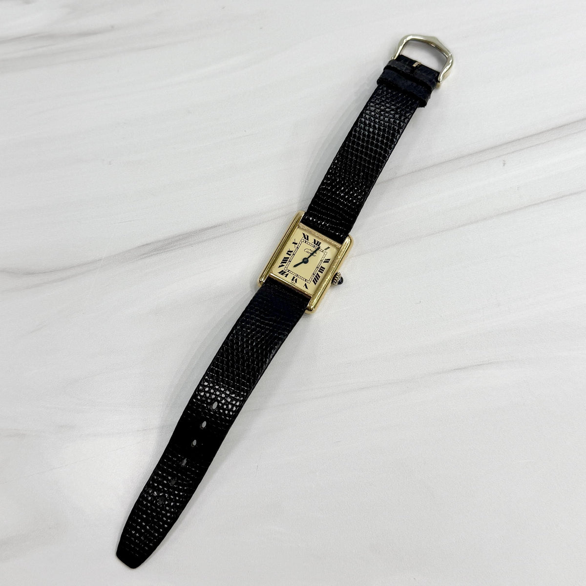 Cartier Tank Unisex 1970s Vintage Manual Wind 20x28mm 925 Vermeil