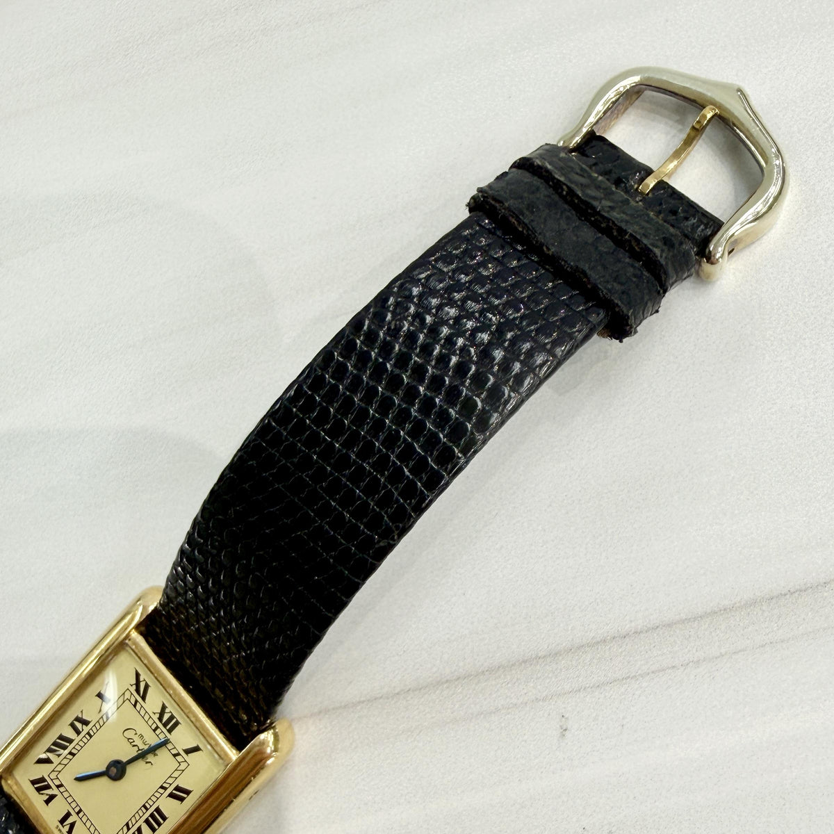 Cartier Tank Unisex 1970s Vintage Manual Wind 20x28mm 925 Vermeil