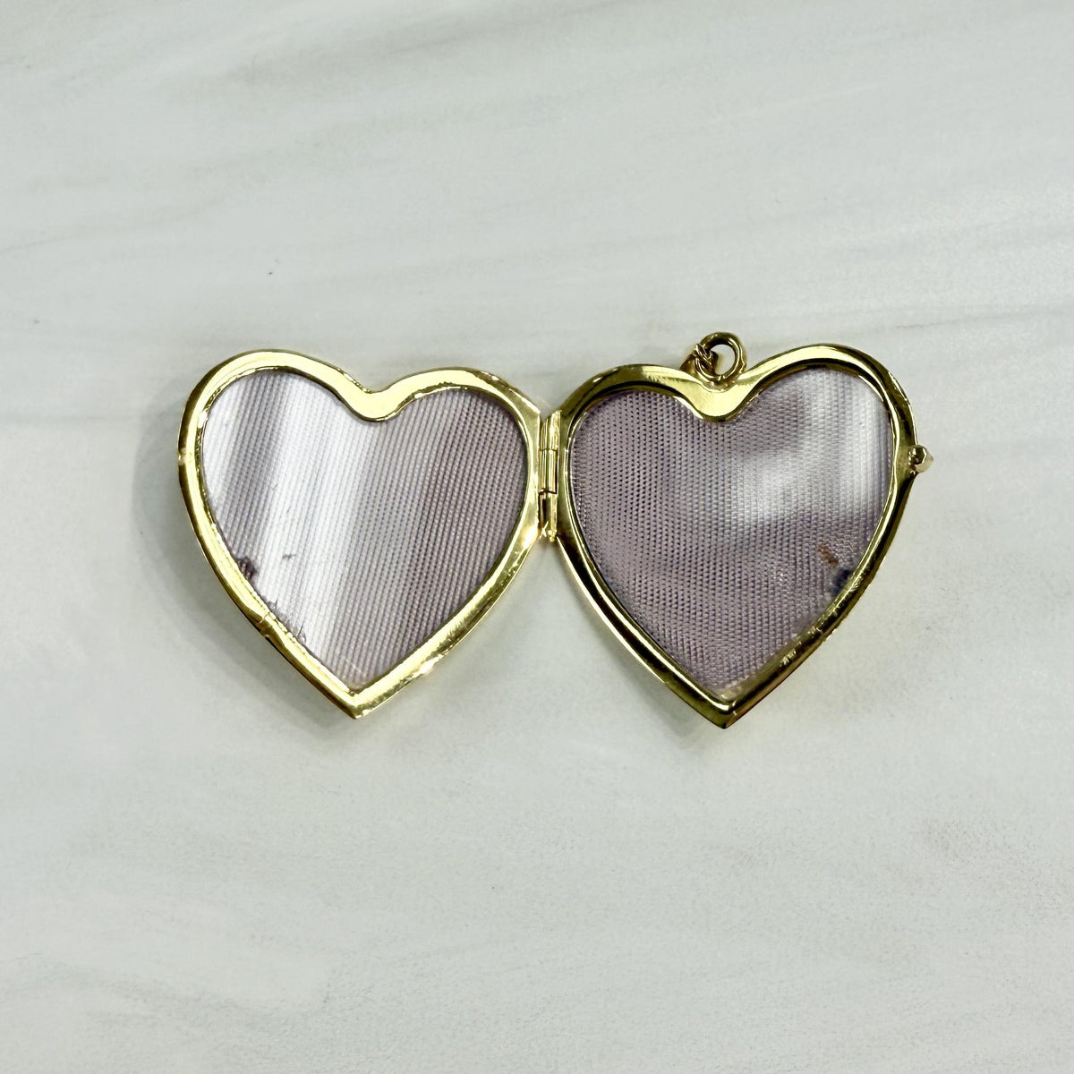 Vintage Large Iris Flower Heart Locket Pendant 14k Yellow Gold
