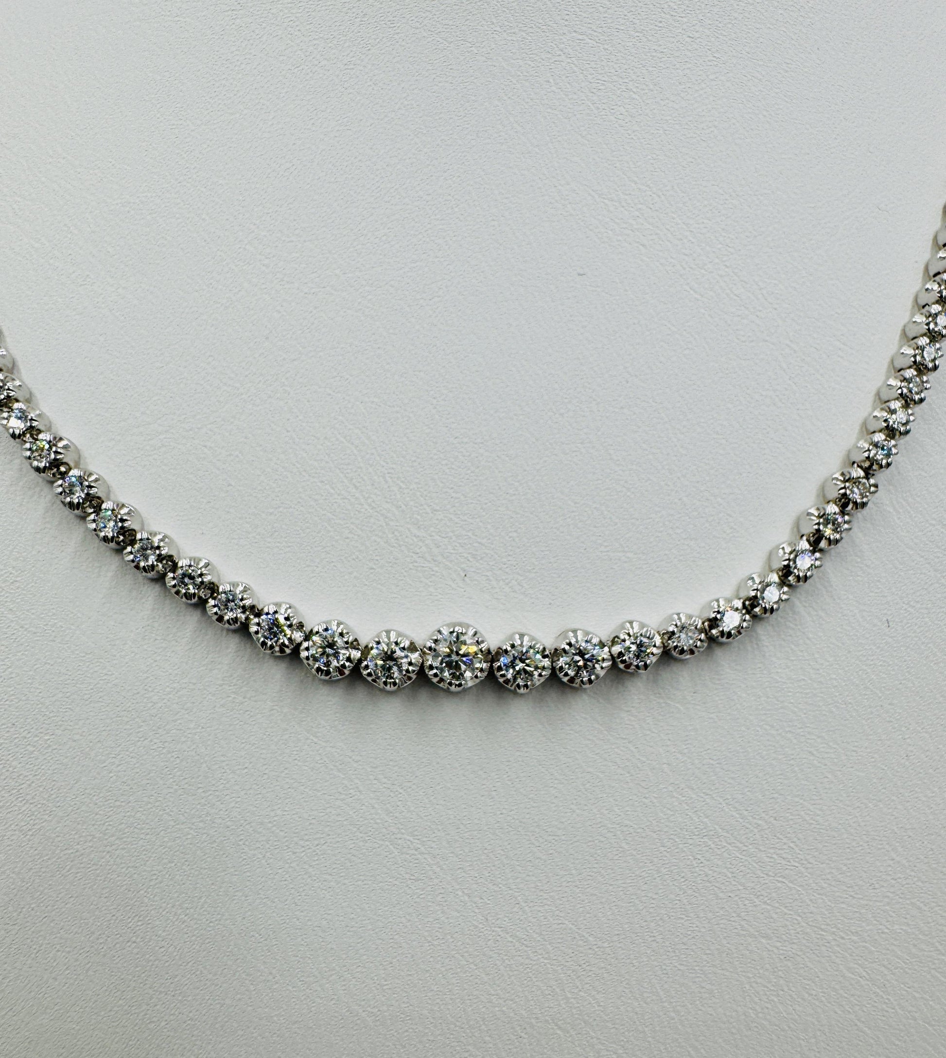 18k White Gold Diamond Tennis Necklace 3.50ct VS H