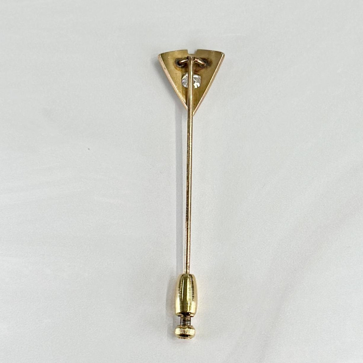 Antique Art Deco Old Mine Cut Diamond Geometric Stick Pin 14k