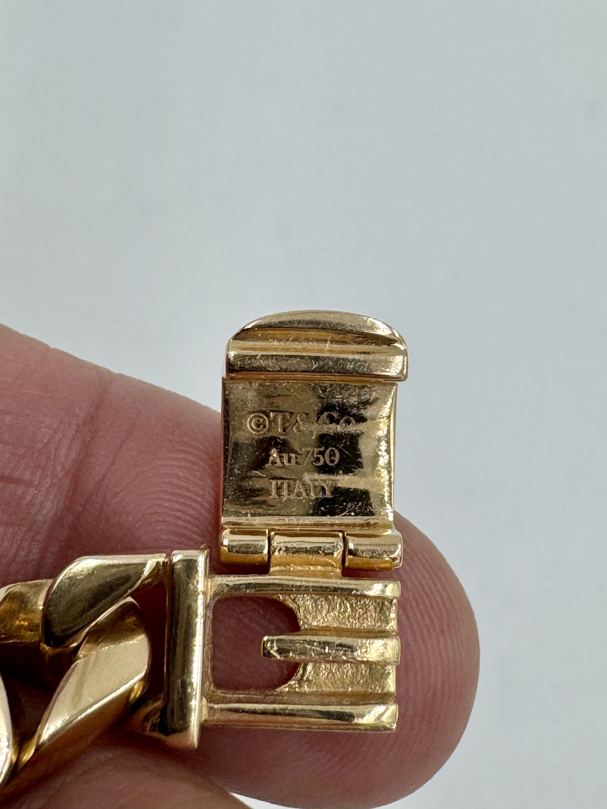 Tiffany 18k Curb Link Rose Gold Bracelet Men's