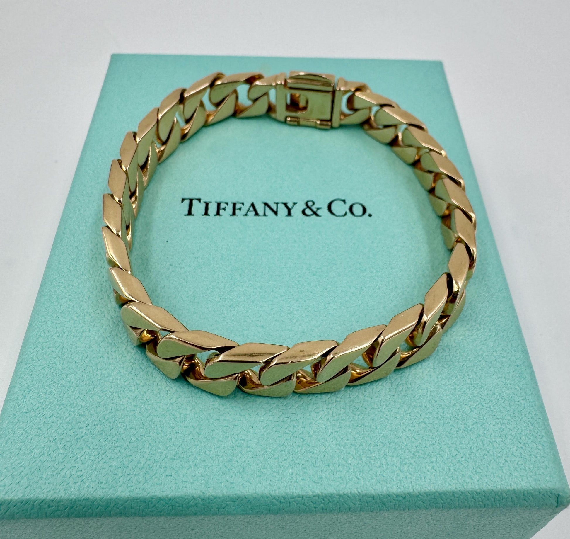Tiffany 18k Curb Link Rose Gold Bracelet Men's