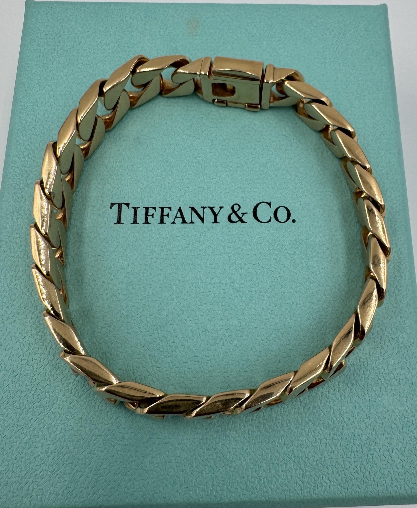 Tiffany 18k Curb Link Rose Gold Bracelet Men's