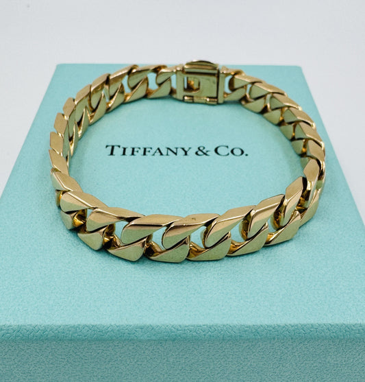 Tiffany 18k Curb Link Rose Gold Bracelet Men's