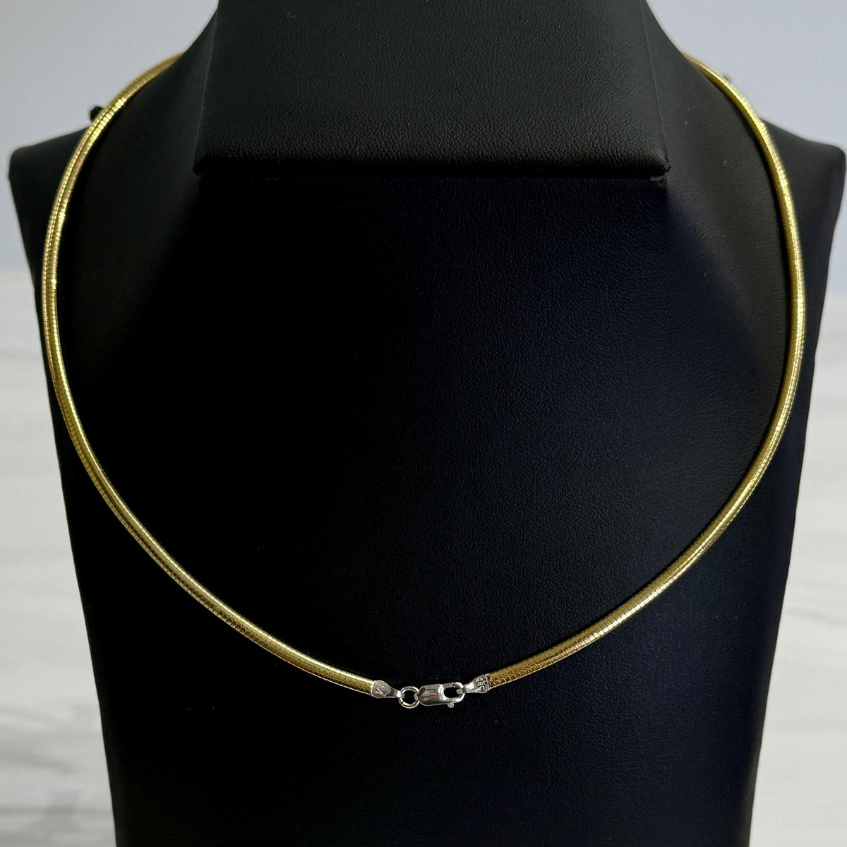 Reversible Two Tone Omega Collar/Choker Necklace 14k Gold