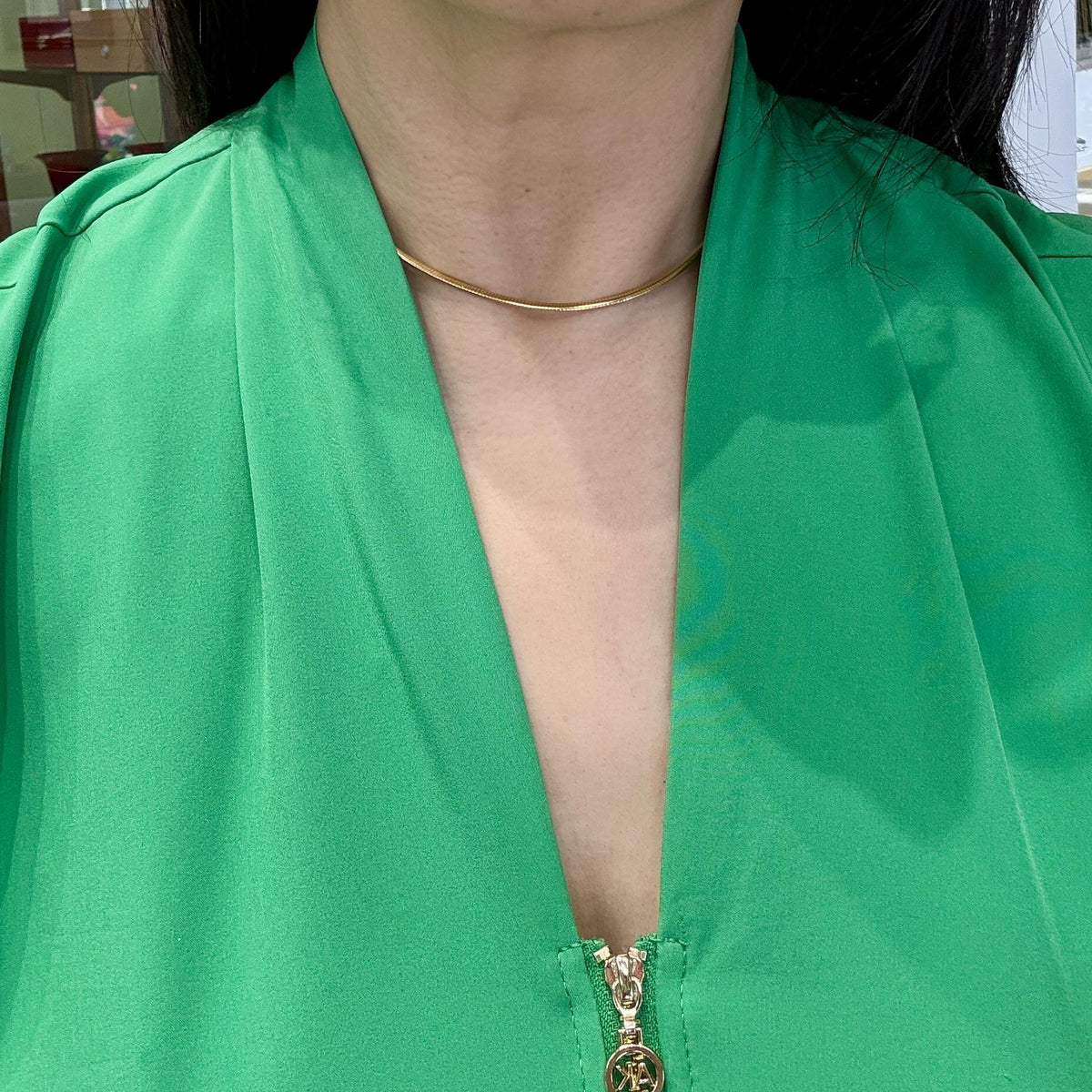 Reversible Two Tone Omega Collar/Choker Necklace 14k Gold