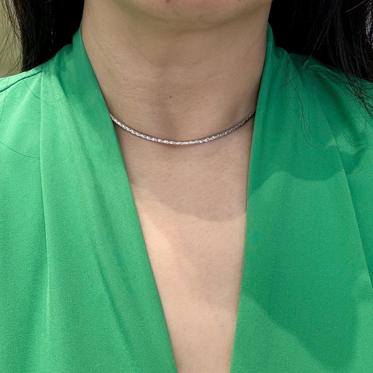 Reversible Two Tone Omega Collar/Choker Necklace 14k Gold