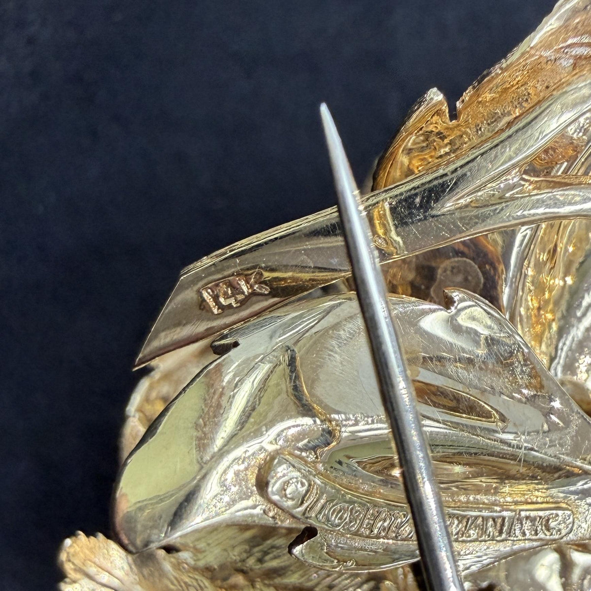 Vintage Robert Altman Articulating Diamond Flower Brooch 14k Yellow Gold