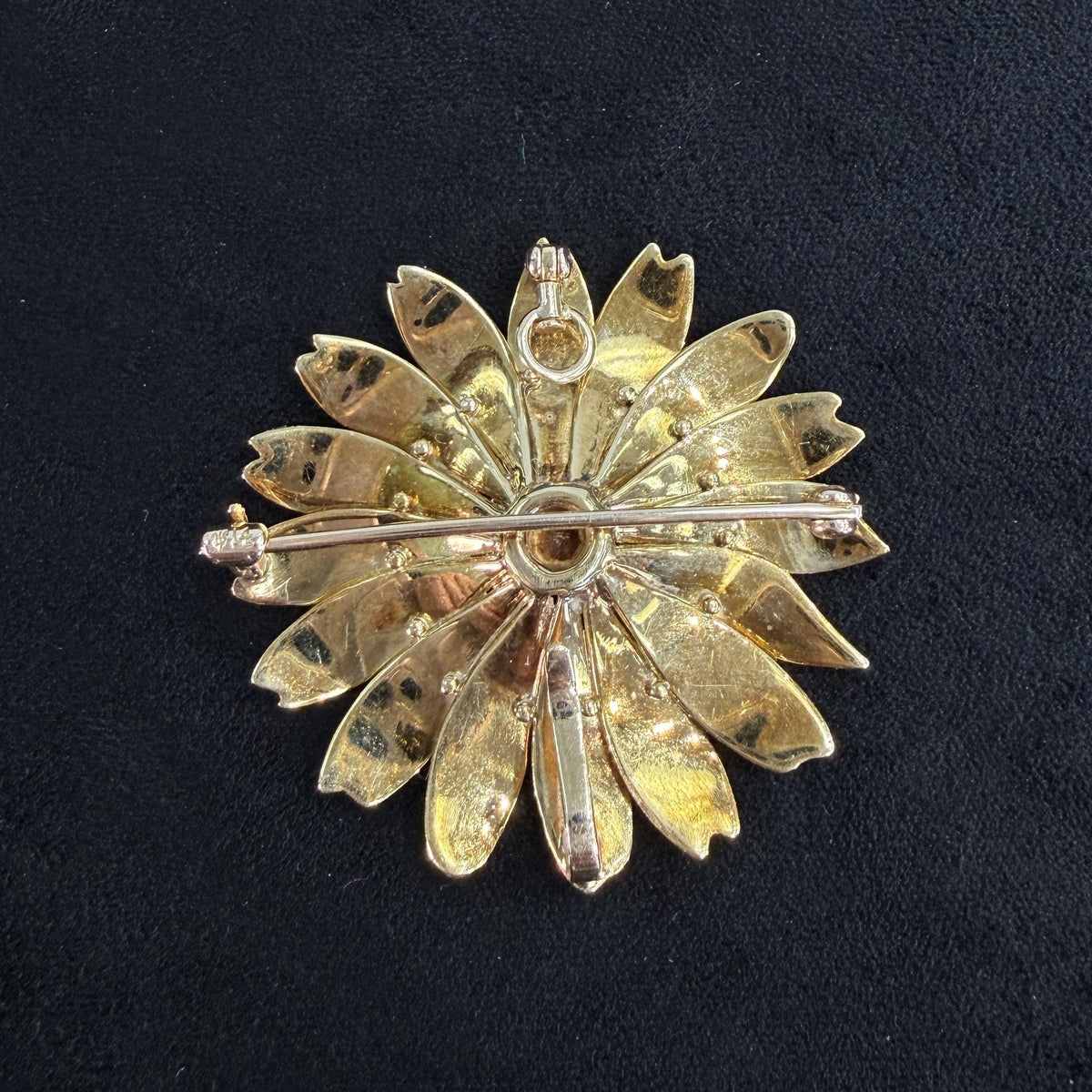 1950's Retro Daisy Brooch Pin and Pendant Combo 14k Yellow Gold