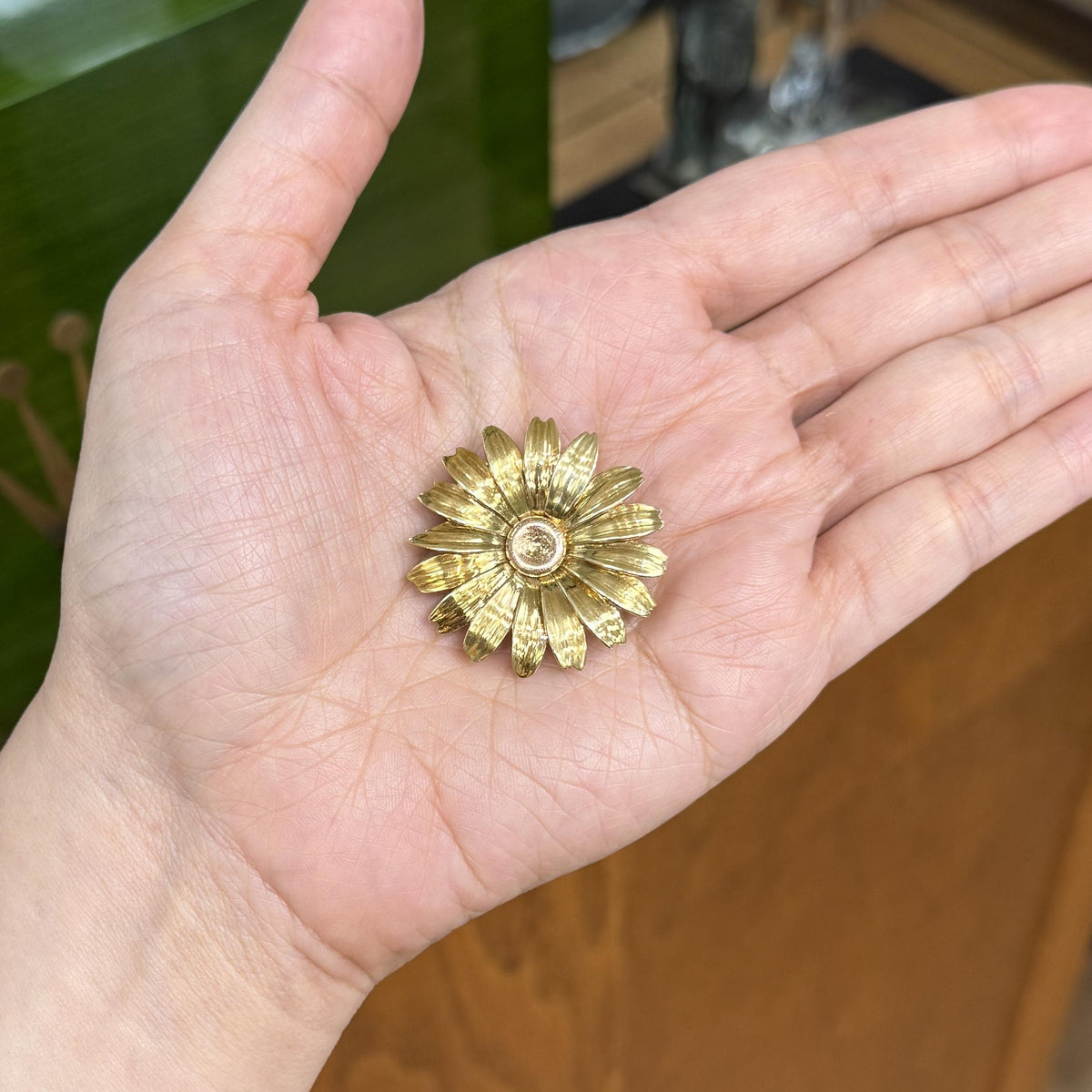 1950's Retro Daisy Brooch Pin and Pendant Combo 14k Yellow Gold
