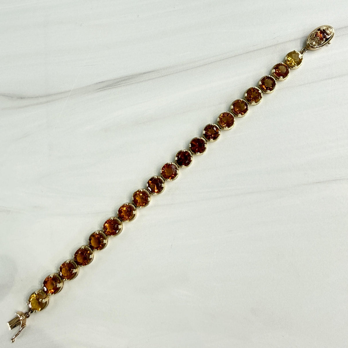 Vintage 1990's Citrine Gradient Tennis Bracelet 14k Yellow Gold