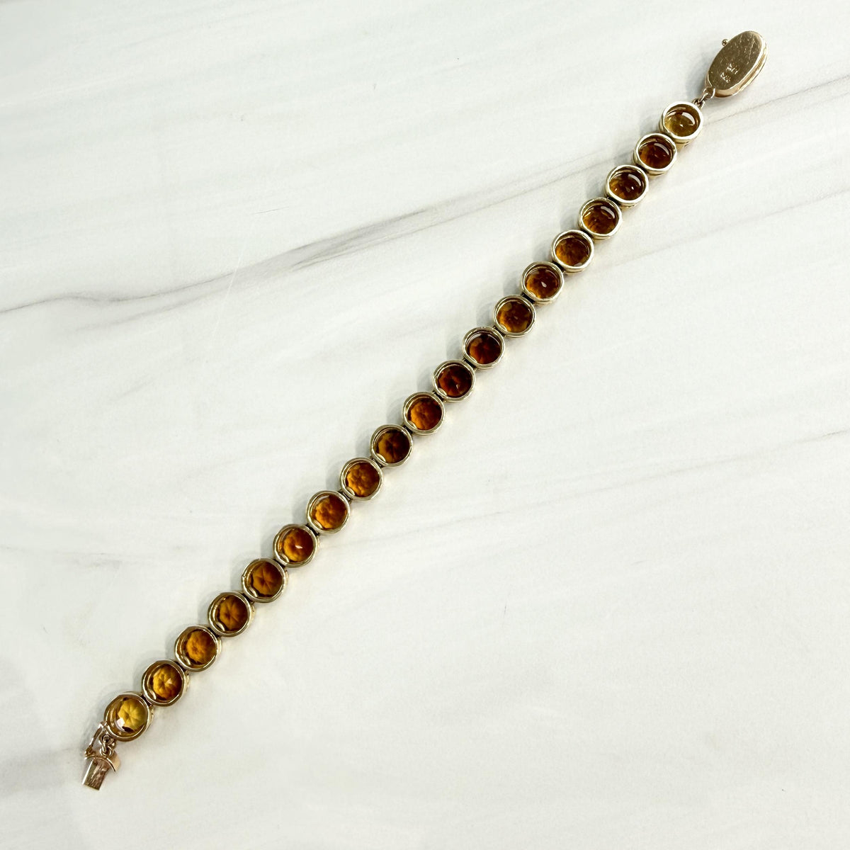 Vintage 1990's Citrine Gradient Tennis Bracelet 14k Yellow Gold