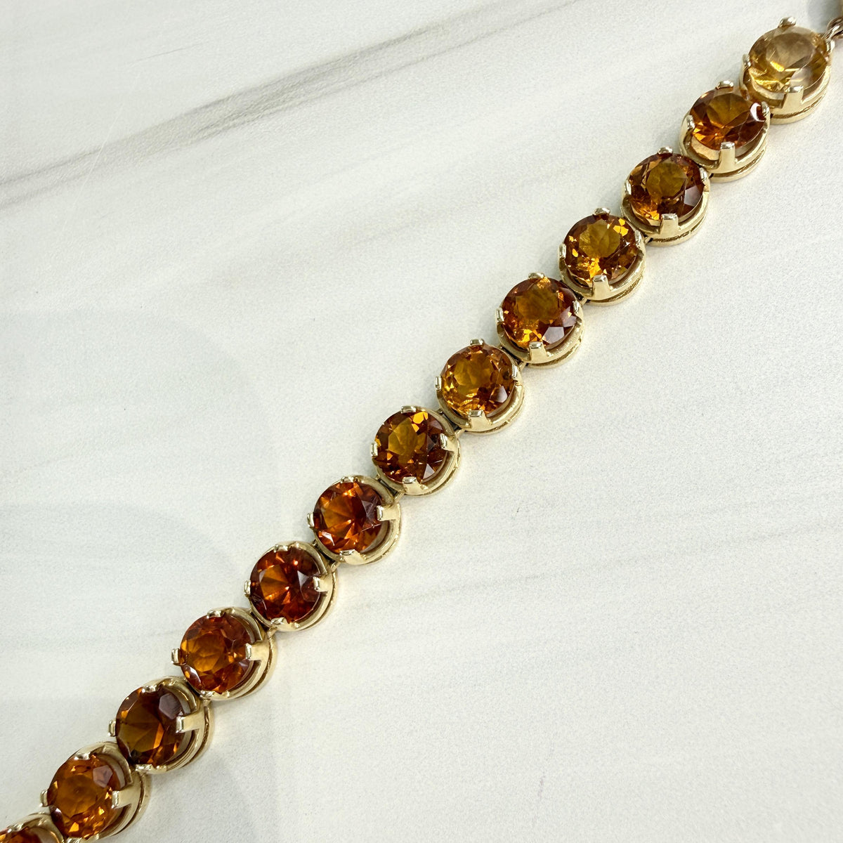 Vintage 1990's Citrine Gradient Tennis Bracelet 14k Yellow Gold