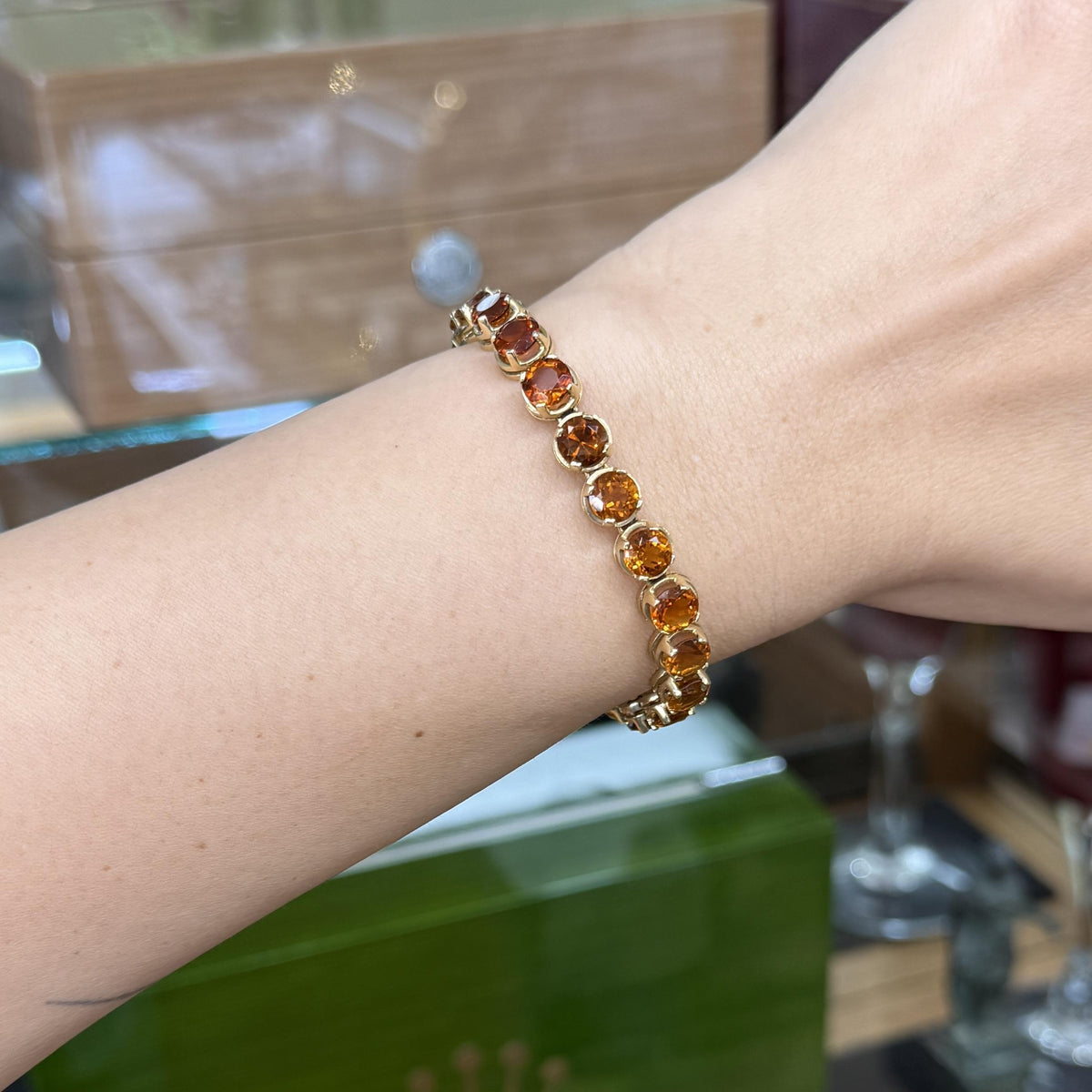 Vintage 1990's Citrine Gradient Tennis Bracelet 14k Yellow Gold