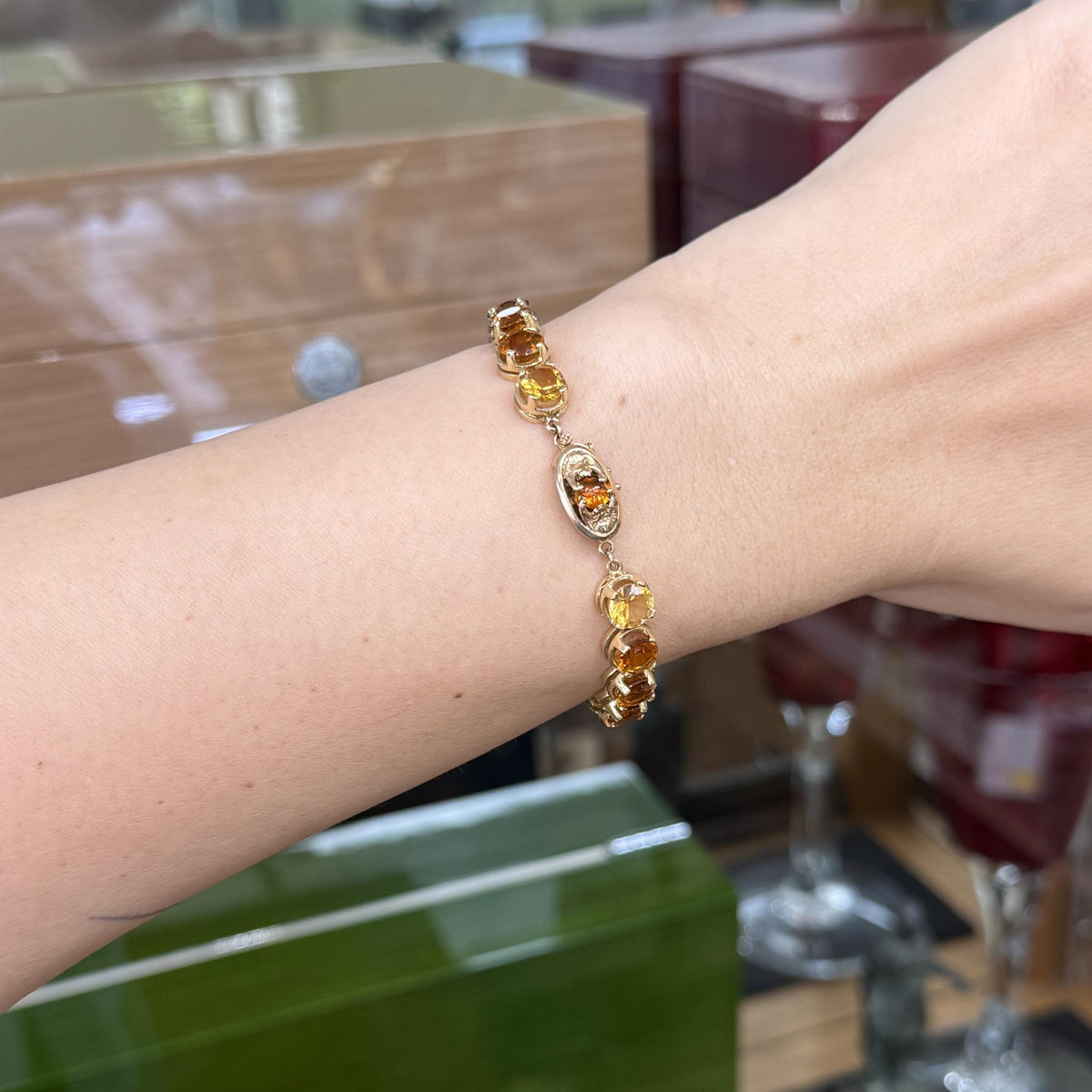 Vintage 1990's Citrine Gradient Tennis Bracelet 14k Yellow Gold