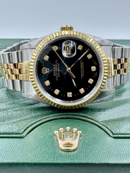 Rolex 16233 Datejust Stainless Steel and 18k 36mm 1991 Am Dial