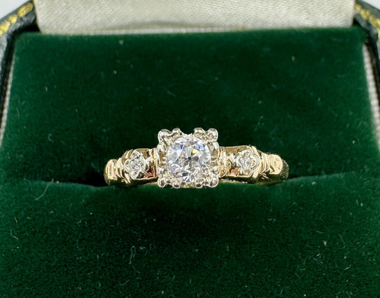 Antique Old European Cut Diamond Ring Engagement Ring 14k