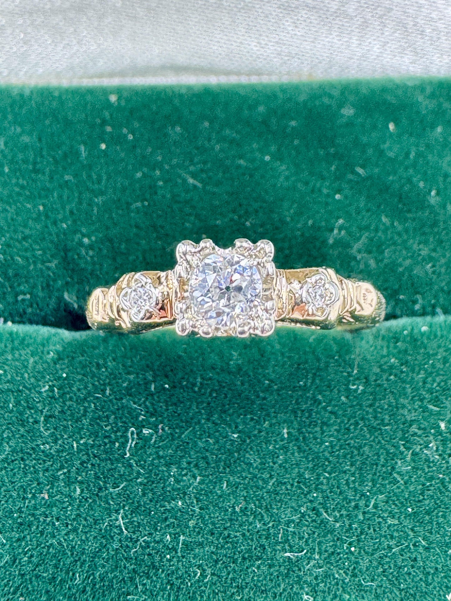 Antique Old European Cut Diamond Ring Engagement Ring 14k