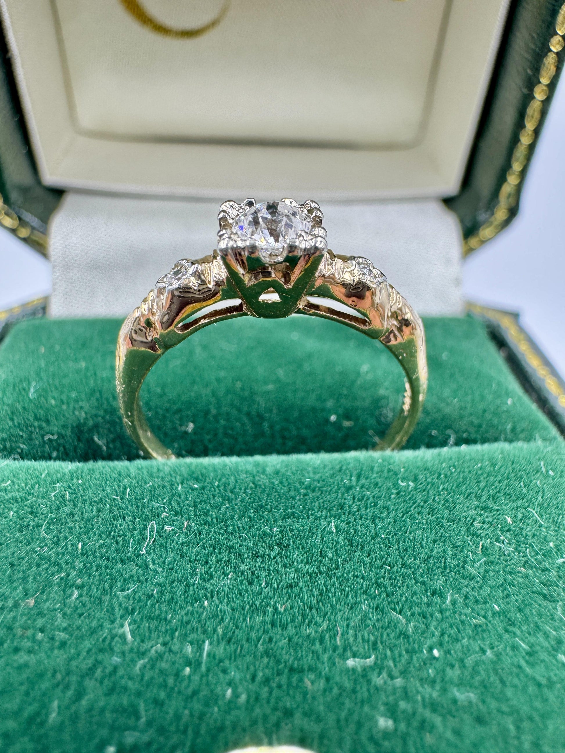 Antique Old European Cut Diamond Ring Engagement Ring 14k