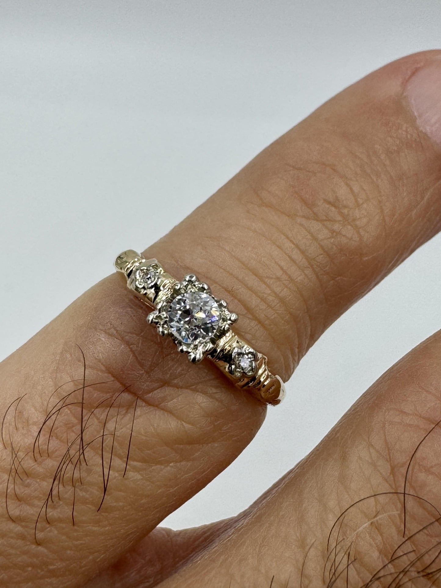 Antique Old European Cut Diamond Ring Engagement Ring 14k