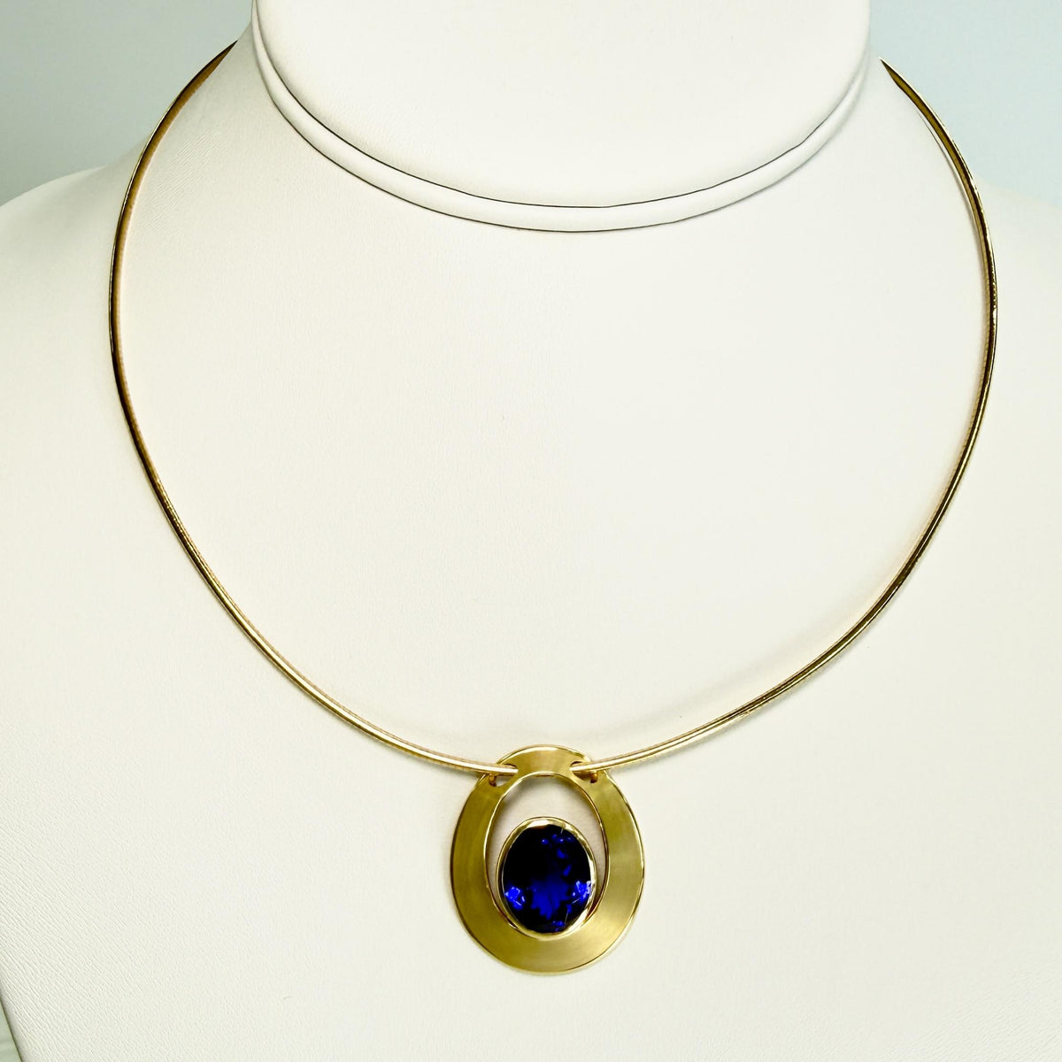 Estate Tanzanite Omega Chain Slider Pendant Necklace 18k