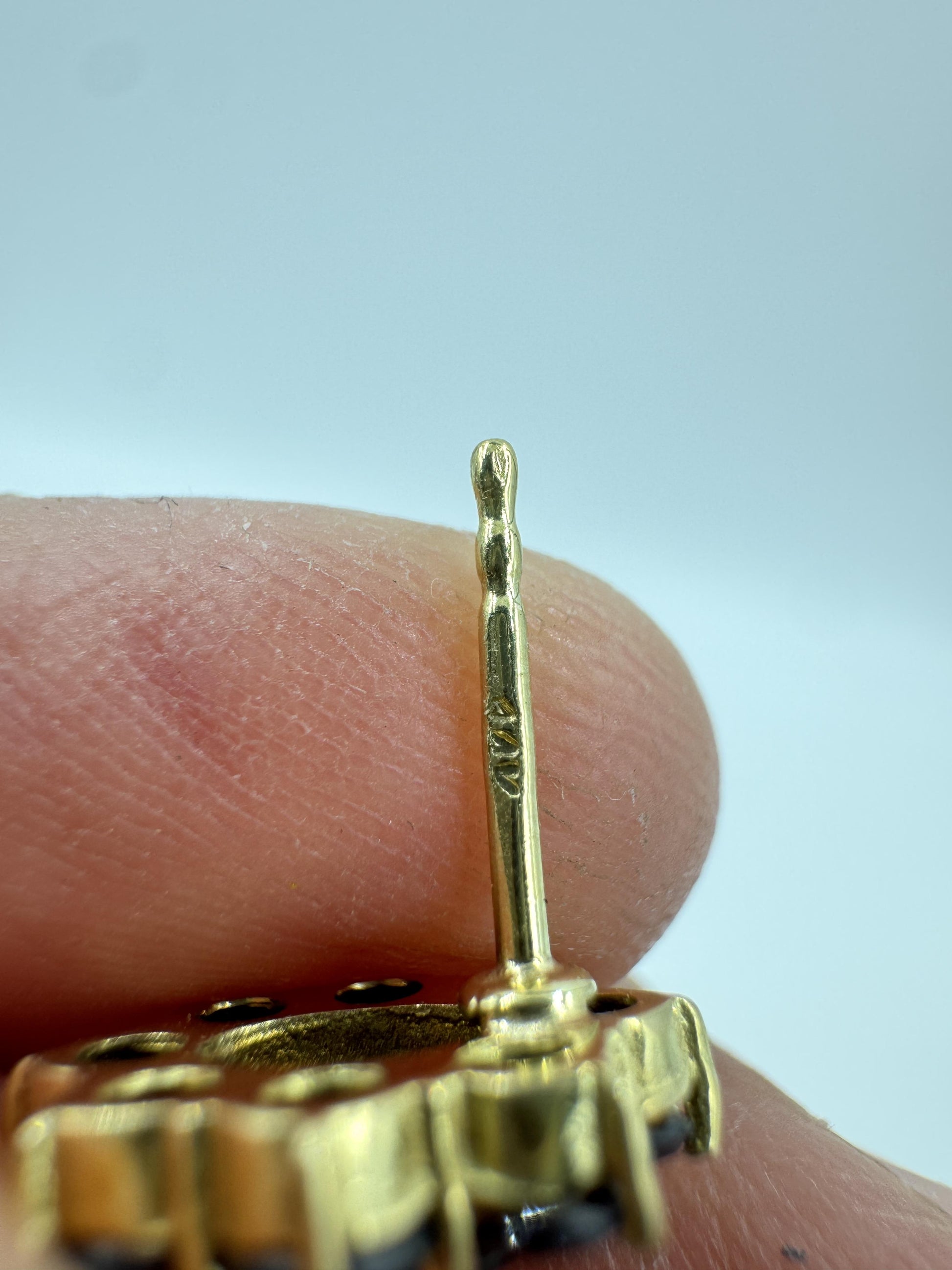 Vintage 14k Yellow Gold Rose Cut Garnet Cluster Stud Earrings