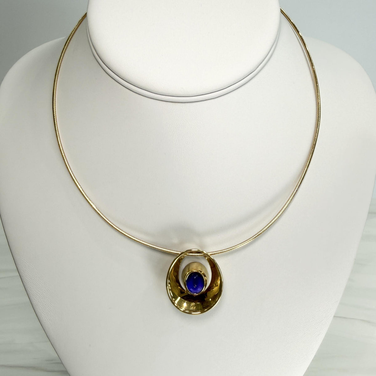 Estate Tanzanite Omega Chain Slider Pendant Necklace 18k